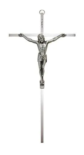 10" Nickel-Plated Crucifix with Corpus