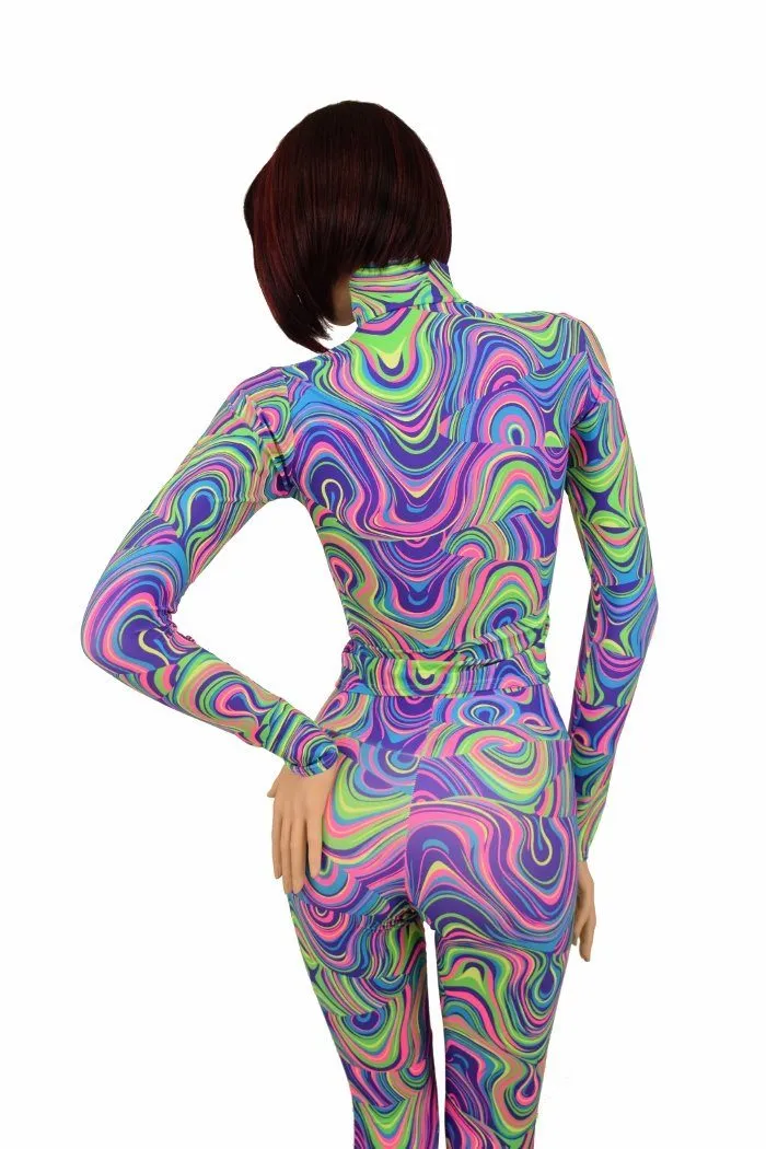 2PC Glow Worm Mock Catsuit (Leggings & Top)