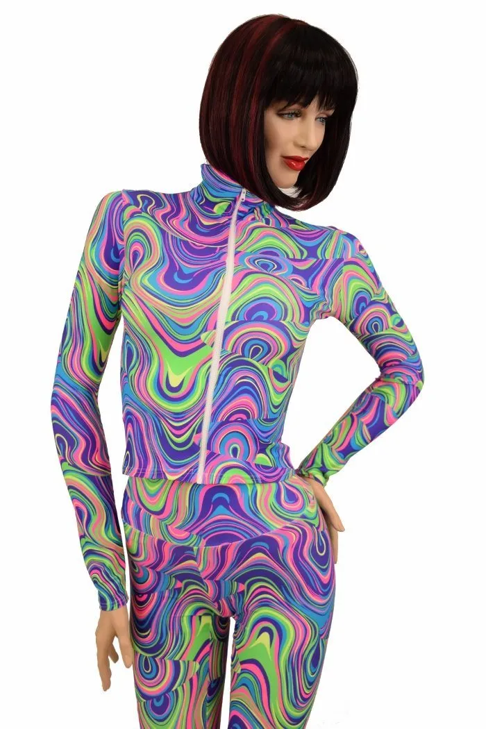 2PC Glow Worm Mock Catsuit (Leggings & Top)