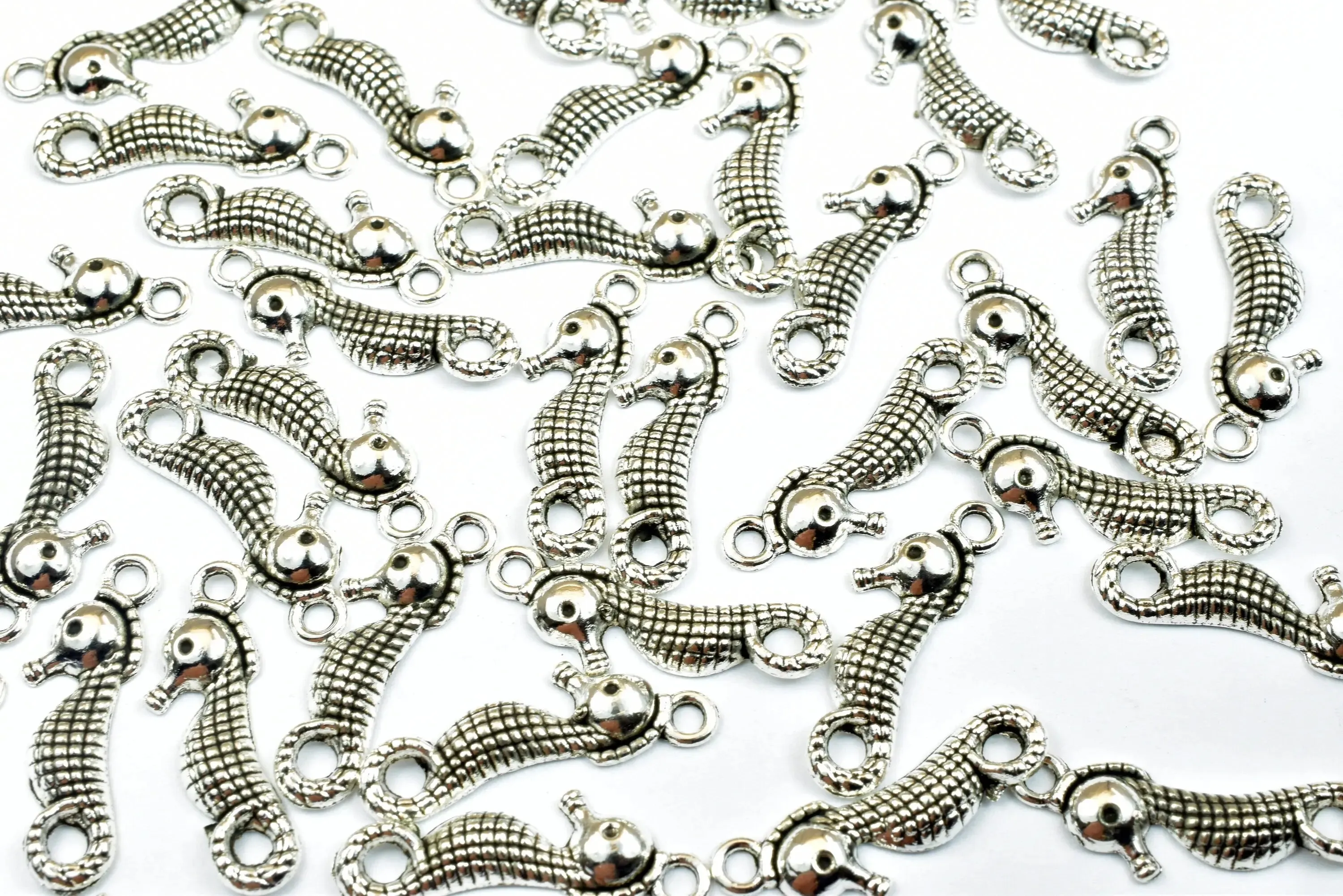 35 PCs Seahorse Charms Alloy Silver Size 22x7mm Jump Ring Size 2mm For Jewelry Making