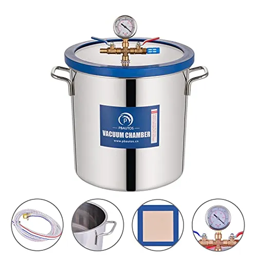 5 Gallon Vacuum Chamber, Tempered Glass Lid Stainless Steel Degassing Chamber Perfect for Stabilizing Wood, Degassing Silicones, Epoxies and Essential Oils