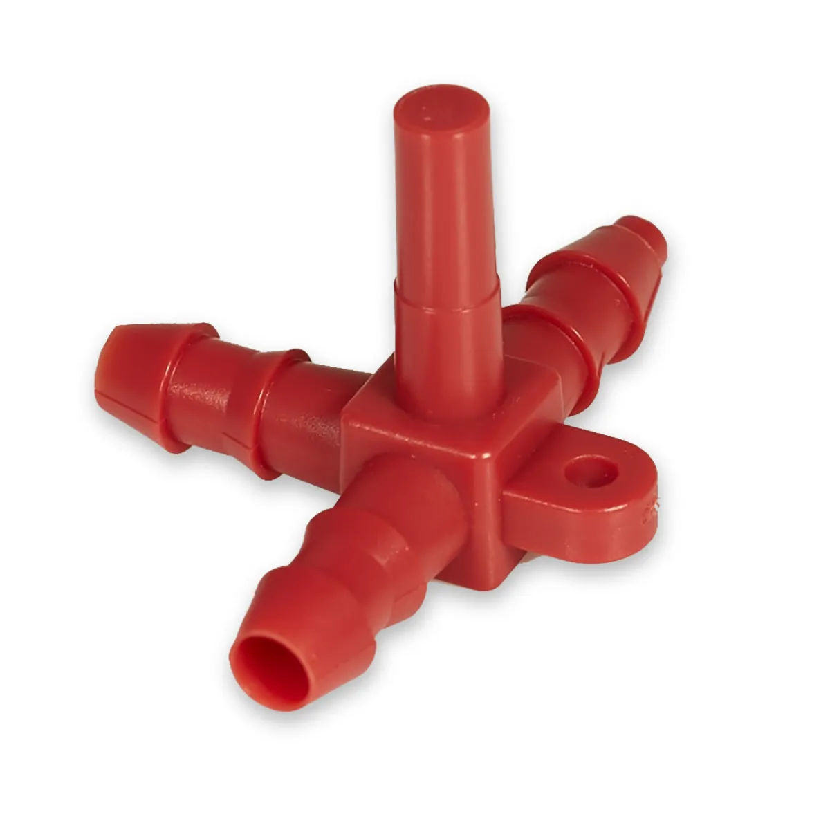 5/16" Leader End Line Tee w/Right Hand Plug (red)