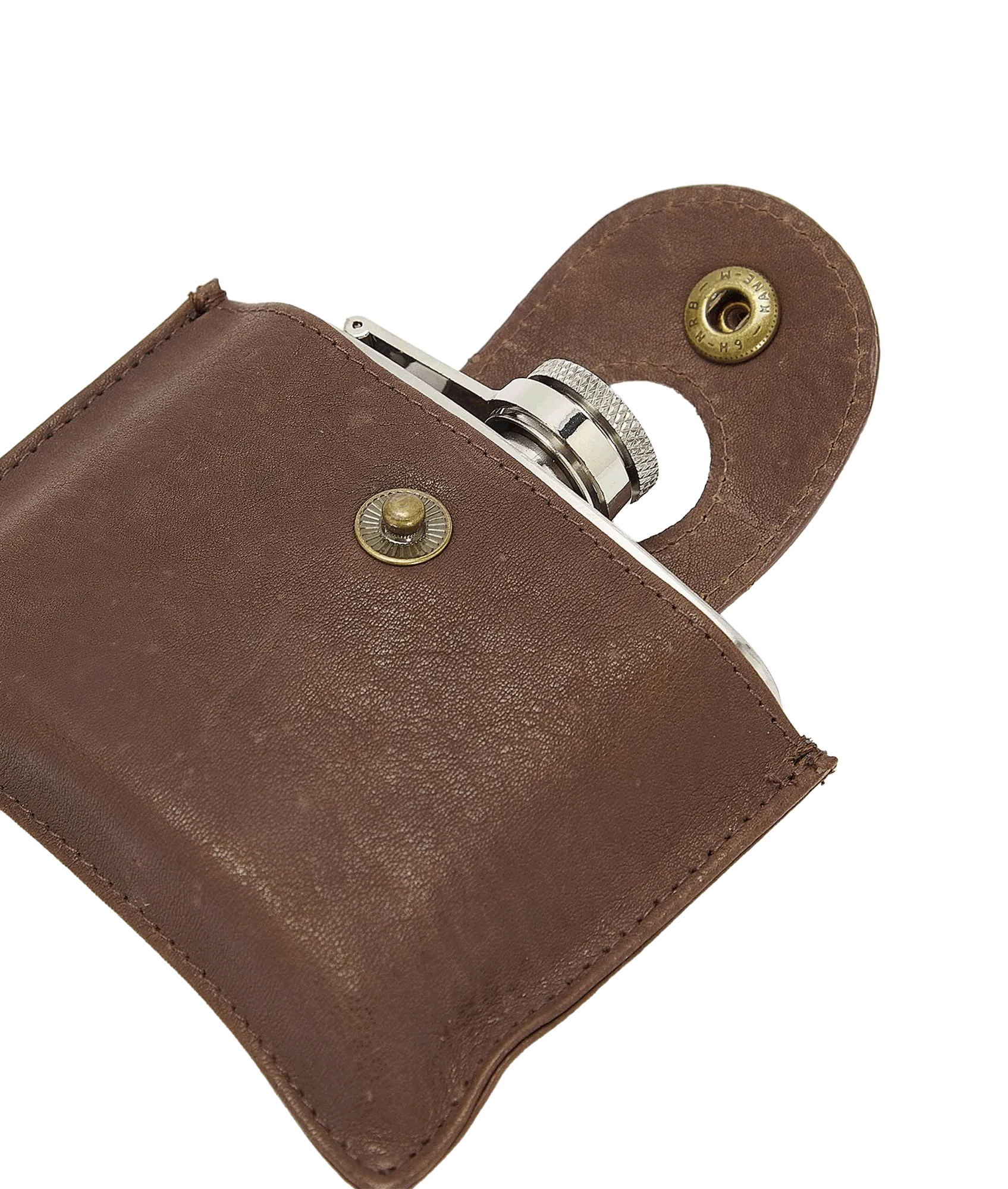 5oz Hinged Hipflask - Brown