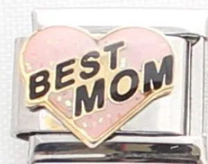 Best Mom on Pink Heart 9mm Charm