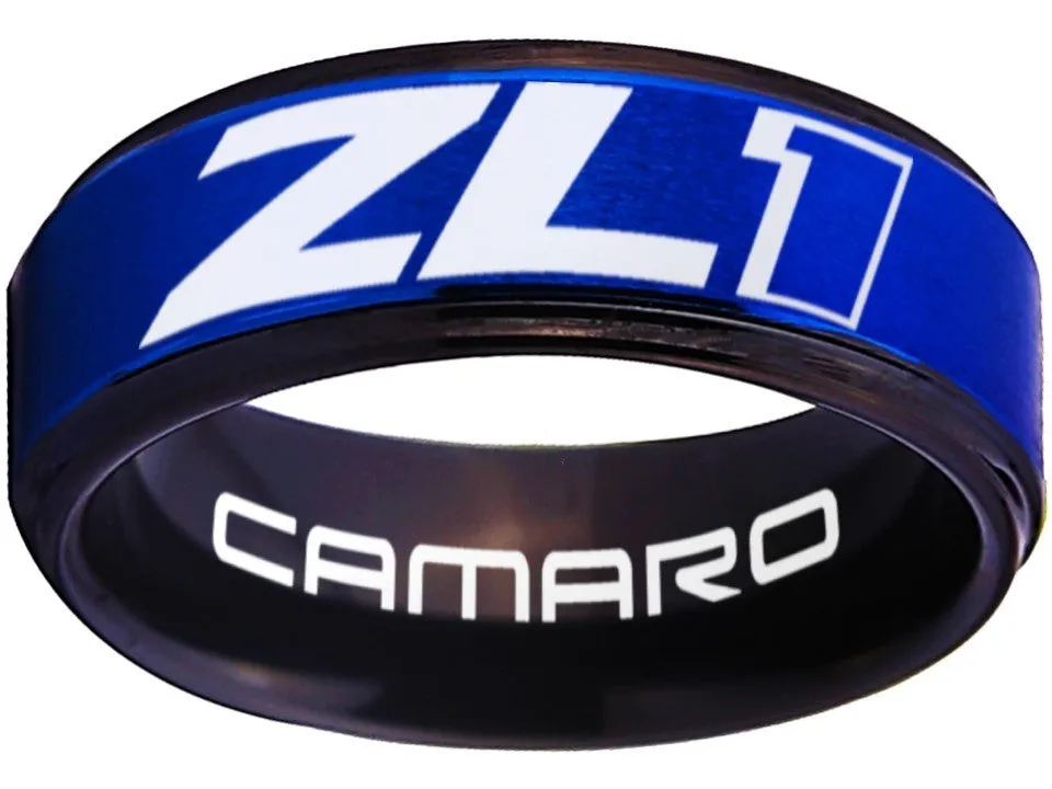 Camaro ZL1 Ring Blue & Black Wedding Band | Sizes 5-15 | #chevy #chevrolet #ZL1