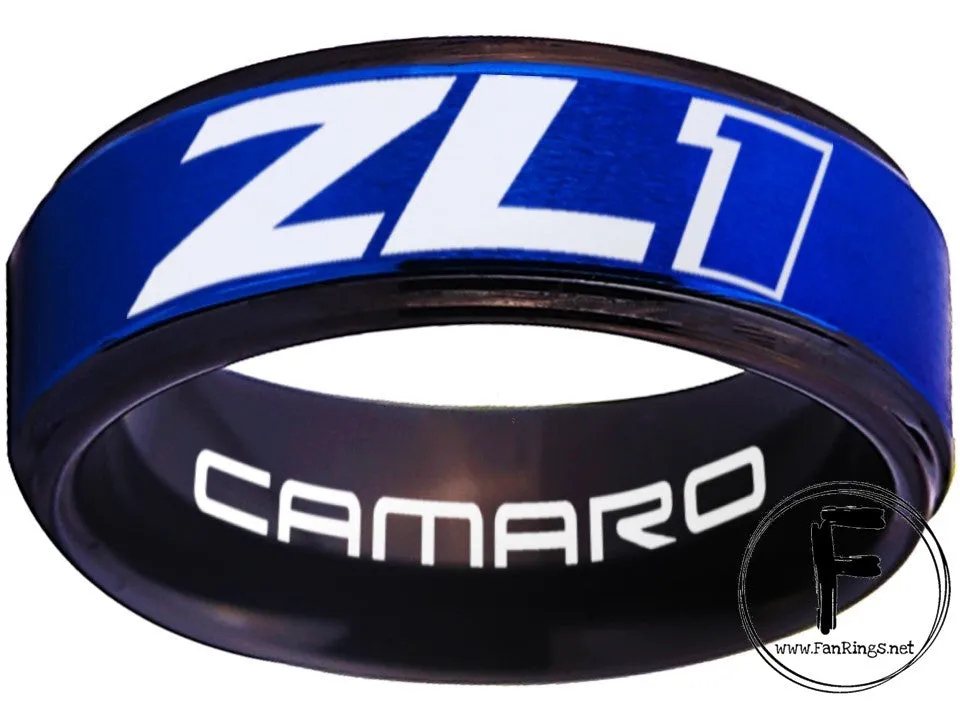 Camaro ZL1 Ring Blue & Black Wedding Band | Sizes 5-15 | #chevy #chevrolet #ZL1