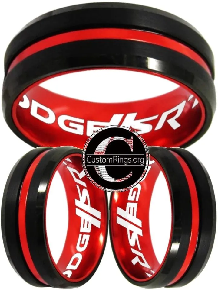 Dodge SRT Ring Dodge SRT Logo Ring Black Red Wedding Band #dodge #srt