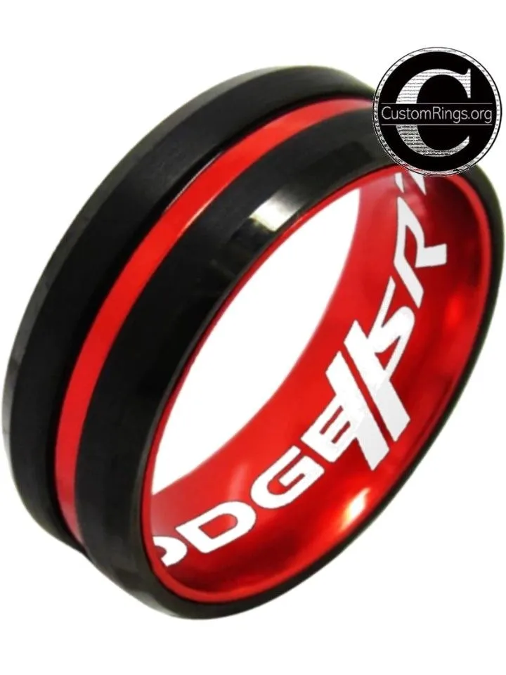 Dodge SRT Ring Dodge SRT Logo Ring Black Red Wedding Band #dodge #srt