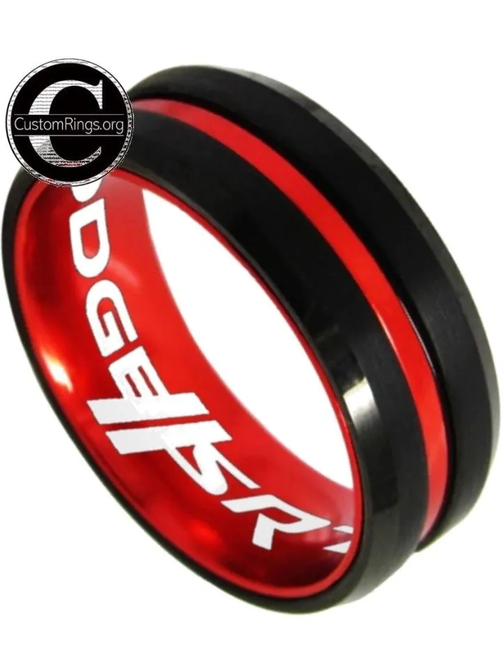 Dodge SRT Ring Dodge SRT Logo Ring Black Red Wedding Band #dodge #srt