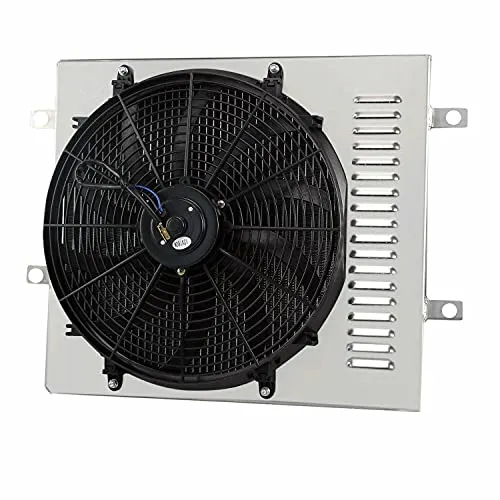 ECMRAD Aluminum Radiator's Shroud 16"Fan Compatible with 1987-2006 Jeep Wrangler YJ TJ 2.4L 2.5L 4.2L 4.0L 1996 1998 1997 1994 1990 2002