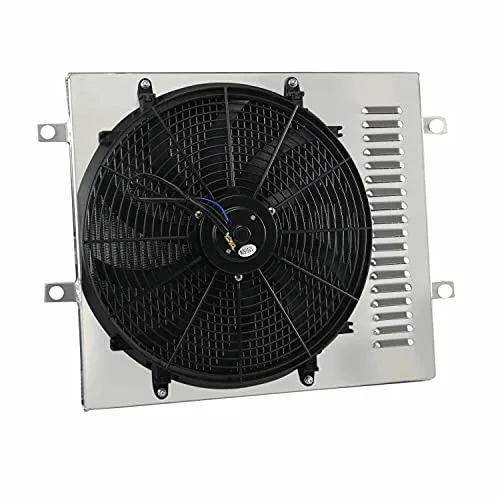 ECMRAD Aluminum Radiator's Shroud 16"Fan Compatible with 1987-2006 Jeep Wrangler YJ TJ 2.4L 2.5L 4.2L 4.0L 1996 1998 1997 1994 1990 2002