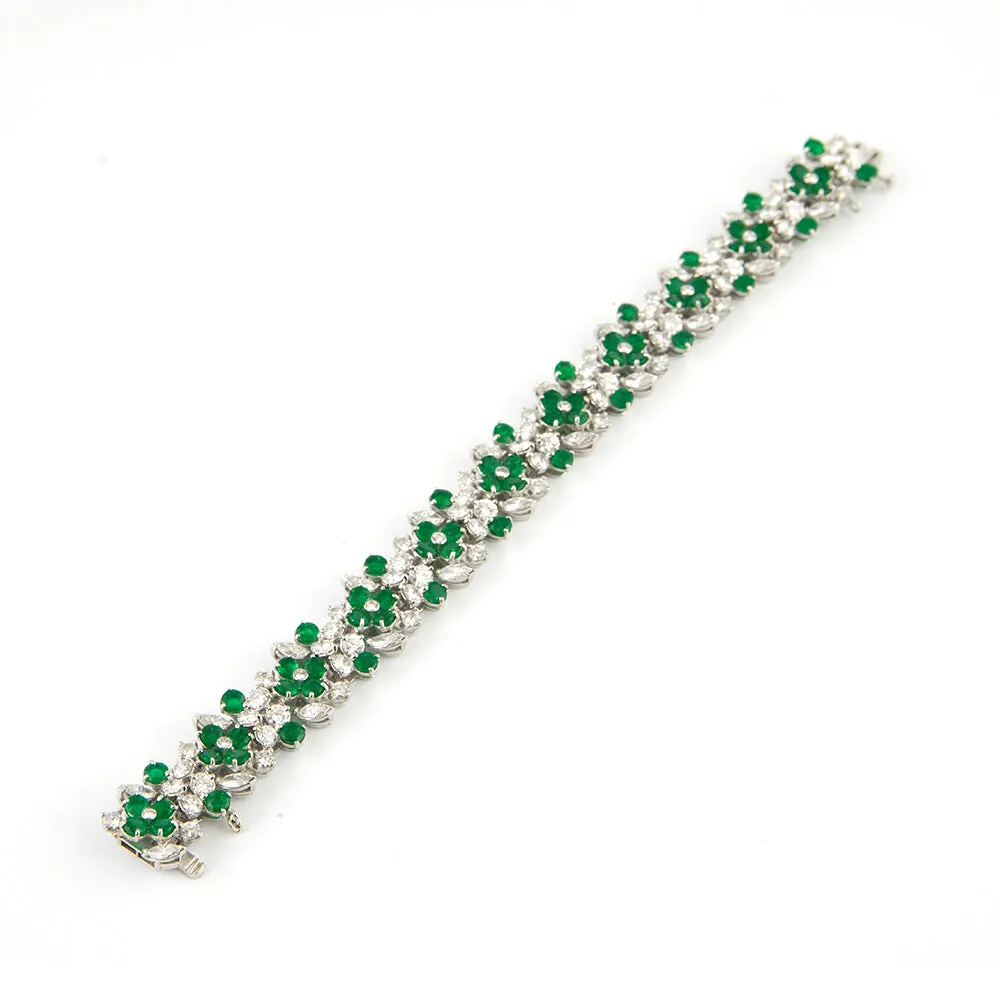 Estate Emerald and Diamond Bracelet