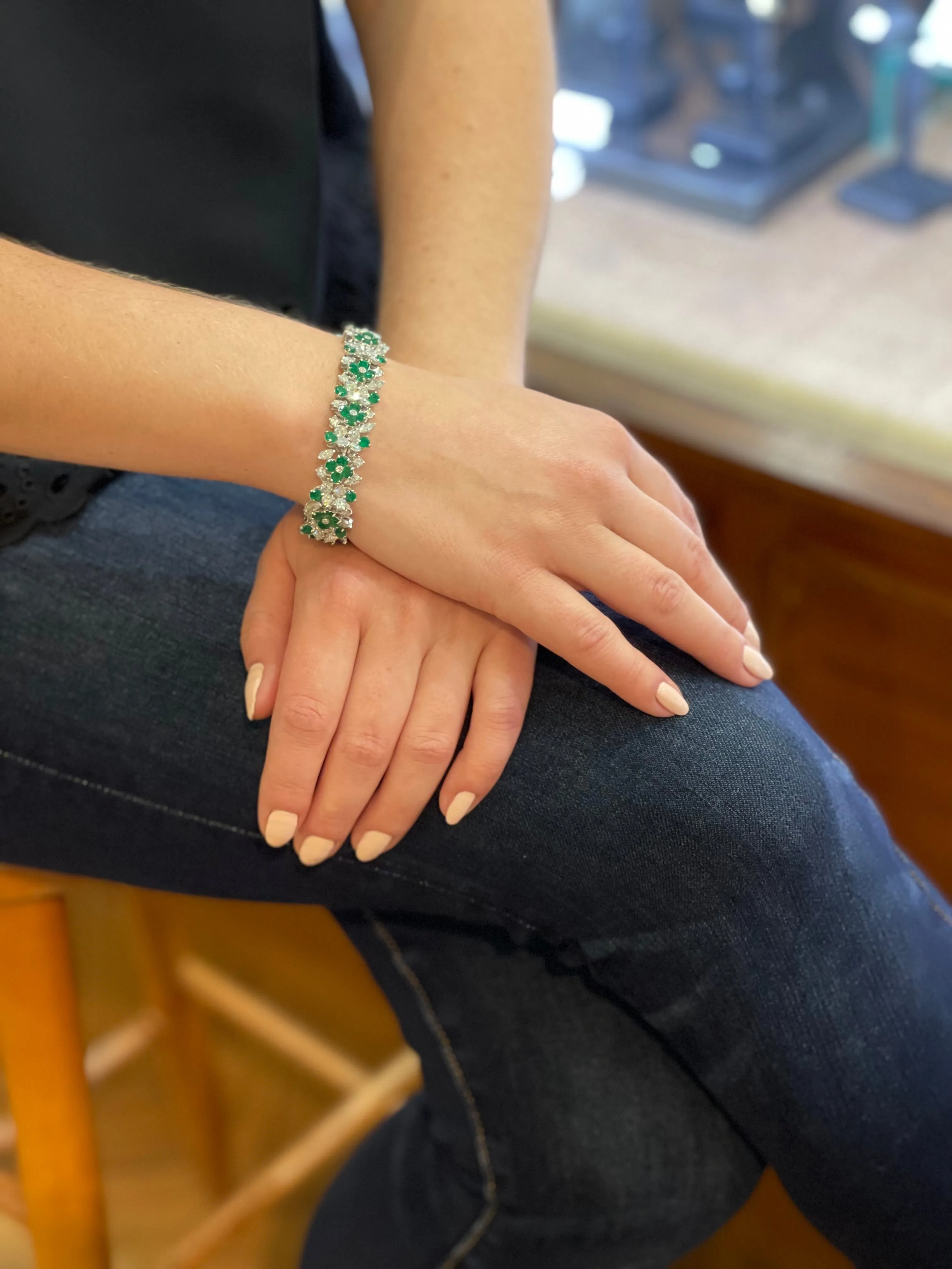 Estate Emerald and Diamond Bracelet