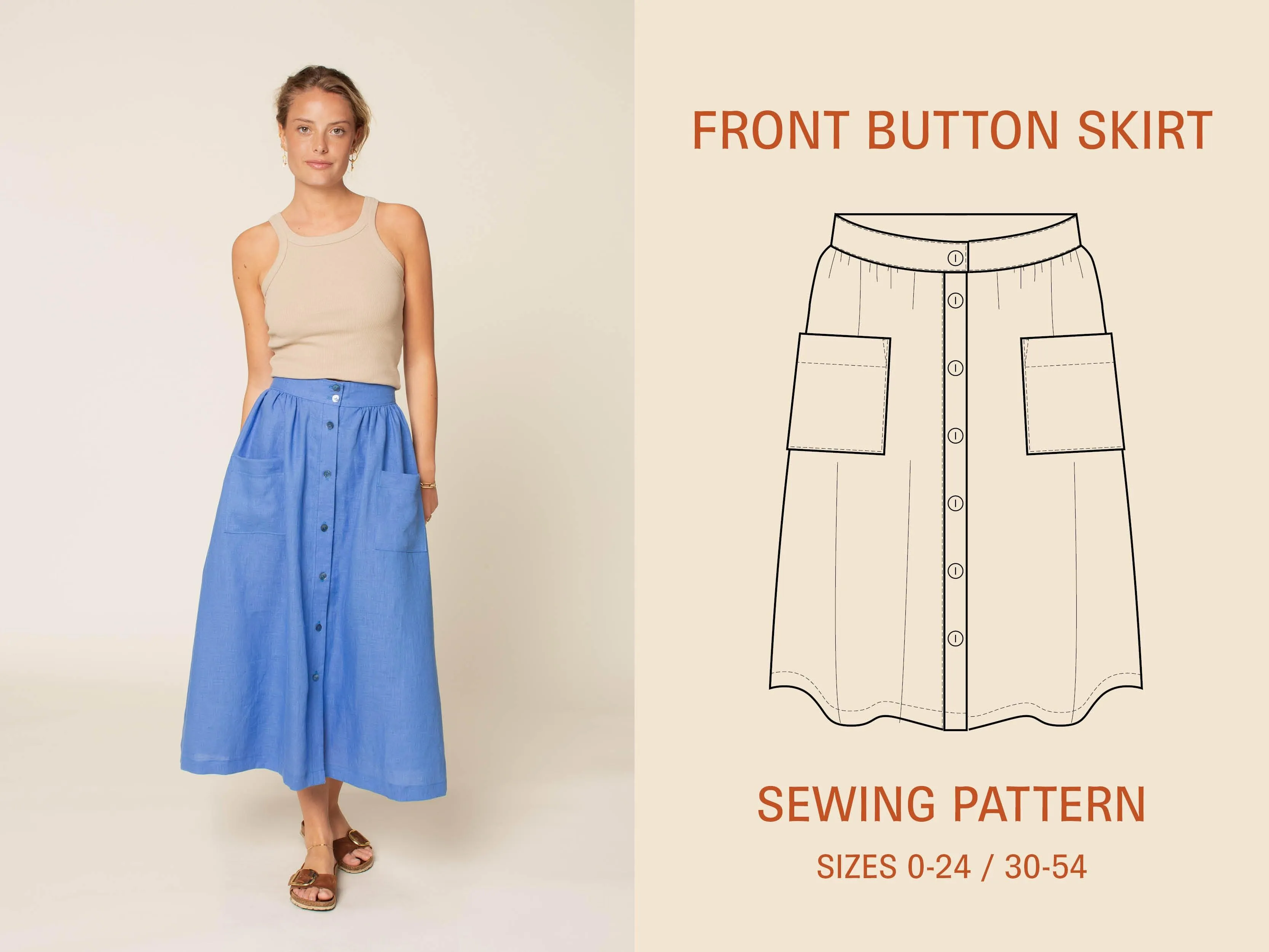 Front Button Skirt Pattern