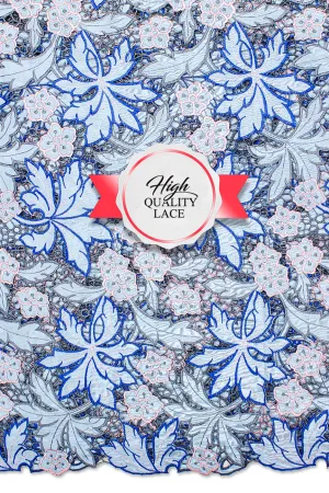 High Quality Lace - HQL006 - Ash & Blue