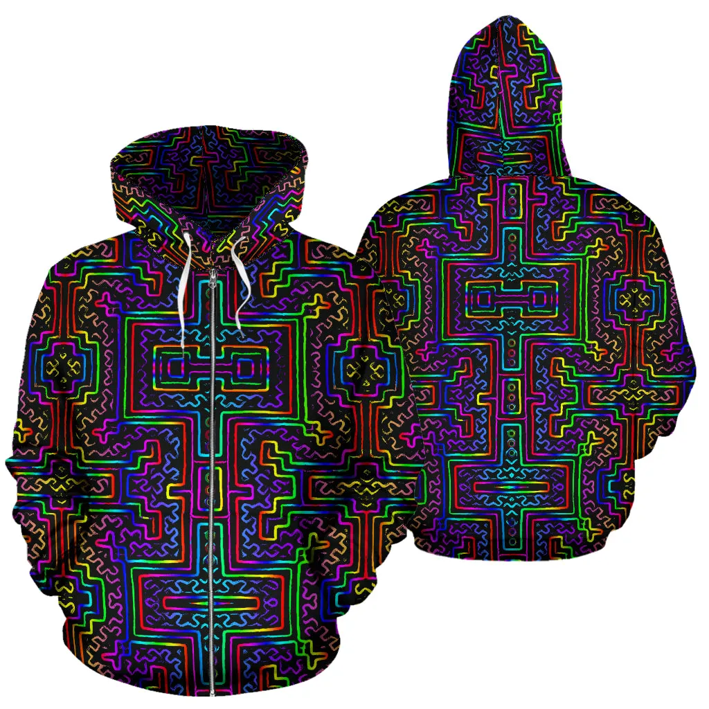 Prismatic Overlay Zip Up Hoodie