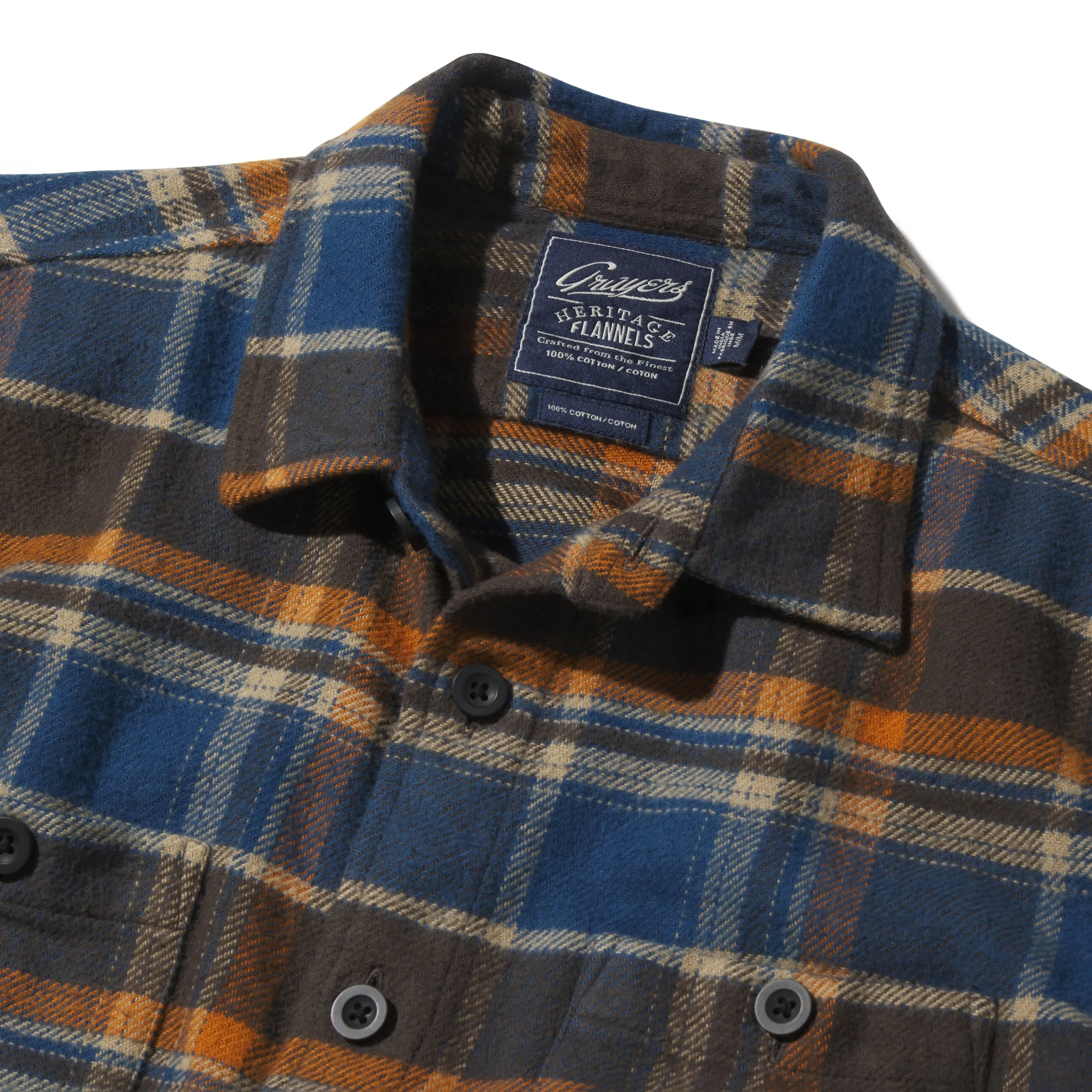 Scarboro Heritage Heavy Flannel  - Blue Orange Plaid