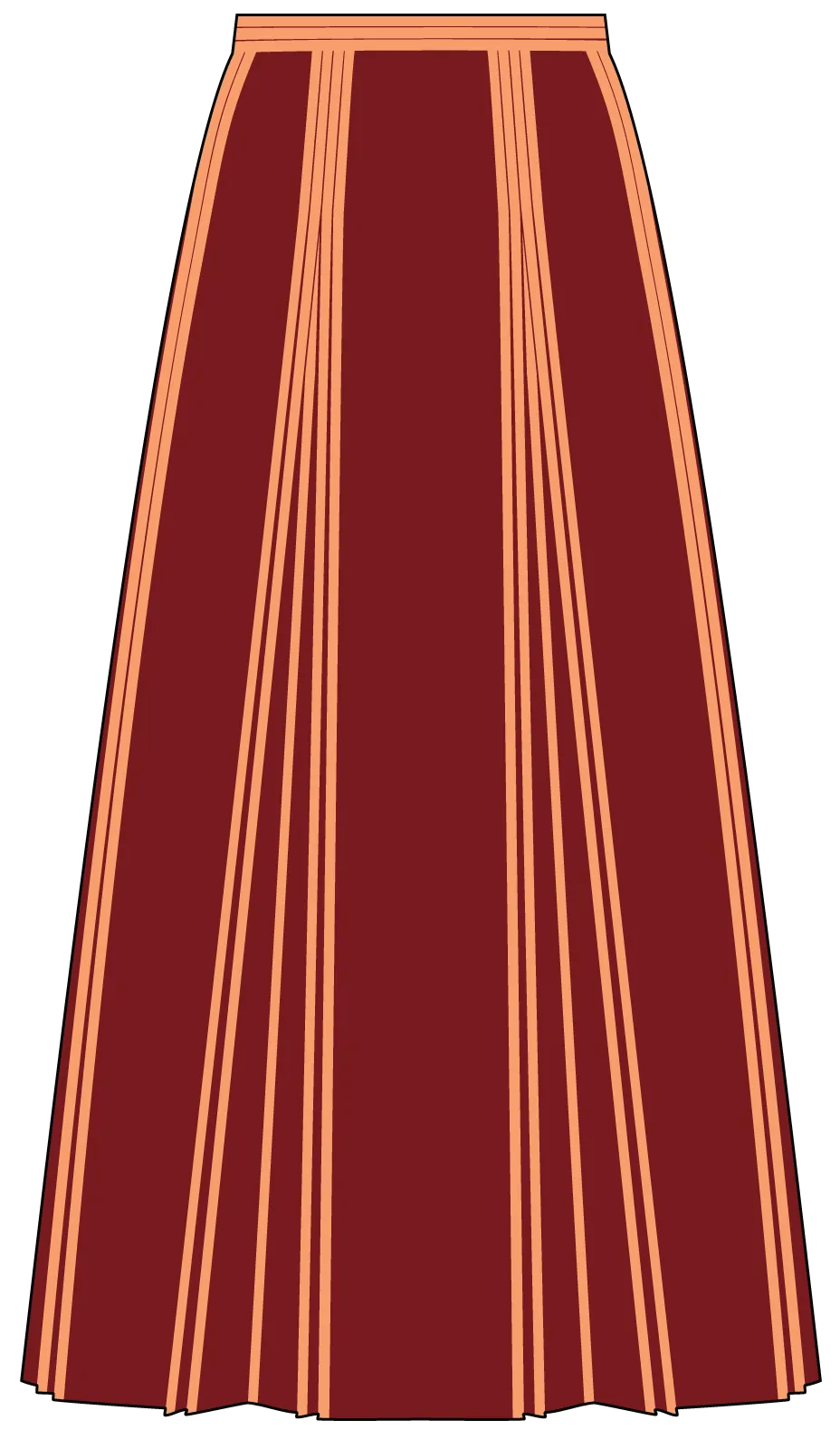 Silk Skirt with Partially Opened Pleats