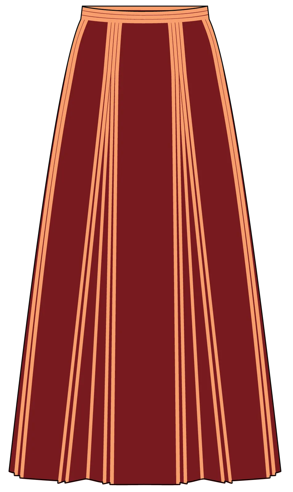 Silk Skirt with Partially Opened Pleats