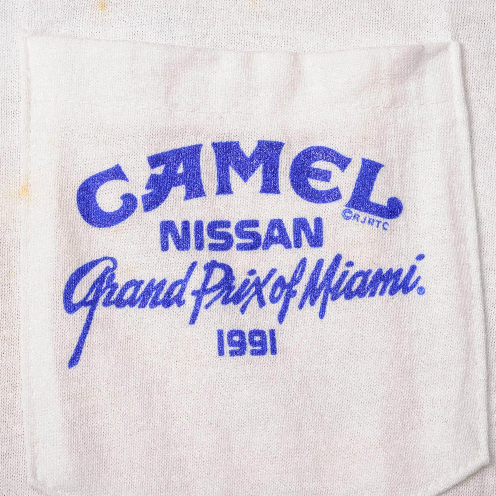 VINTAGE CAMEL NISSAN GRAND OF PRIX OF MIAMI TEE SHIRT 1991 SIZE LARGE MADE IN USA